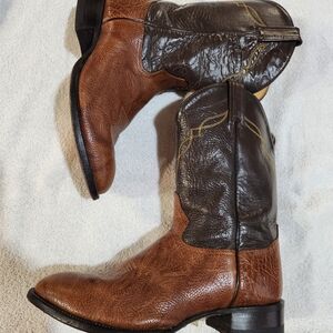 Tony Lama Two-Tone Leather Cowboy Boots